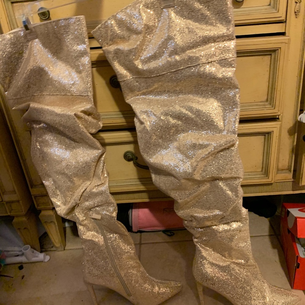Thigh high Gold boots